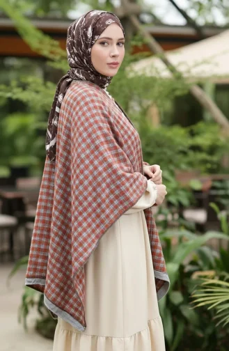 شال بونشو للكتف 2073-01 لون بريك 2073-01