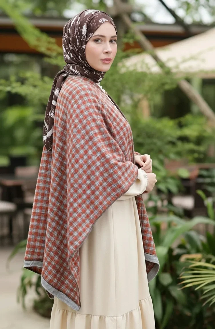 شال بونشو للكتف 2073-01 لون بريك 2073-01