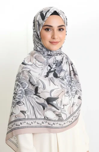 Gemusterter Baumwoll-Kokonschal 70327-05 Steingrau 70327-05