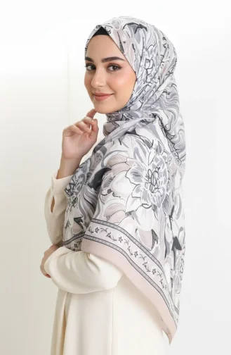 Gemusterter Baumwoll-Kokonschal 70327-05 Steingrau 70327-05