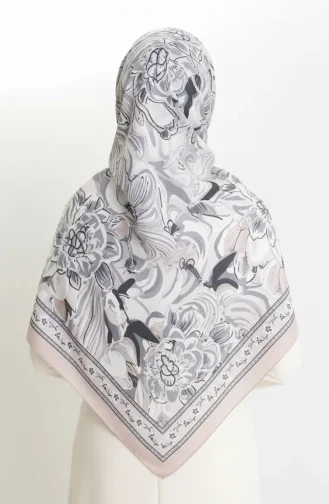 Gemusterter Baumwoll-Kokonschal 70327-05 Steingrau 70327-05