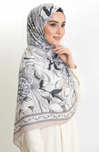 Gemusterter Baumwoll-Kokonschal 70327-05 Steingrau 70327-05