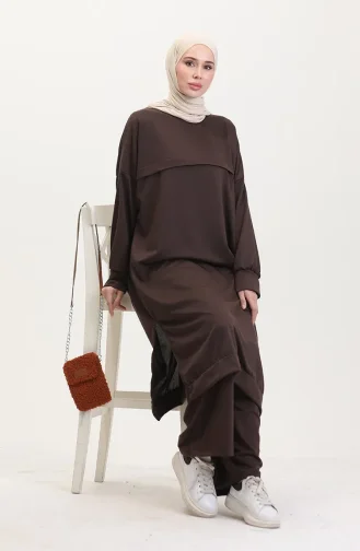 طقم ثنائي خيطان تونيك بنطلون 0549-02 بني 0549-02