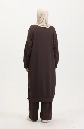 طقم ثنائي خيطان تونيك بنطلون 0549-02 بني 0549-02