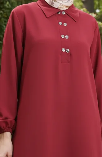 Shirt Collar Tunic Trousers Two Piece Suit 0123-03 Claret Red 0123-03