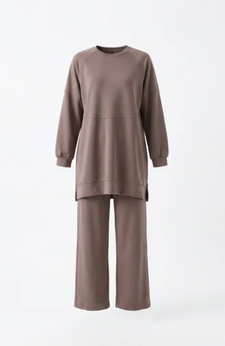 Ensemble Deux Pièces En Tissu Oysho Avec Pierres Aux épaules 0240-05 Vison 0240-05