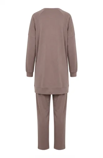 Ensemble Deux Pièces En Tissu Oysho Avec Pierres Aux épaules 0240-05 Vison 0240-05