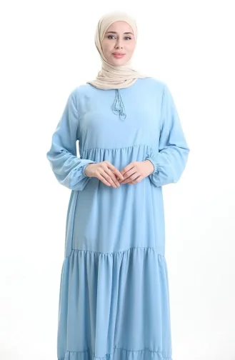 Robe à Volants Et Col à Volants 4107-16 Bleu Bébé 4107-16