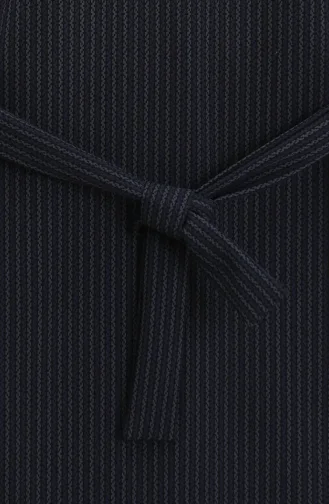 Gestreepte Hijabjurk Met Riem 2222A-02 Petrol 2222A-02