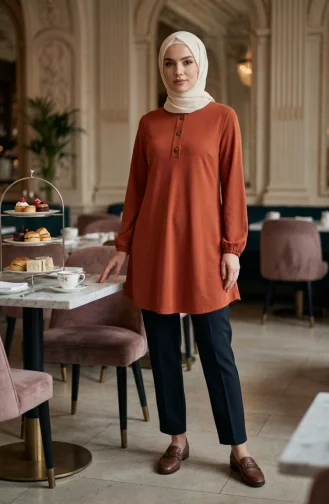 سترة بأزرار أمامية 1712A-01 تيراكوتا 1712A-01