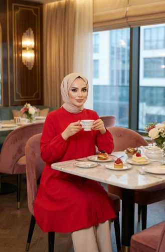 Tunique Boutonnée Sur Le Devant 1822-02 Rouge 1822-02