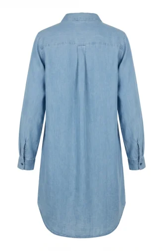Tensel Kumaş Gizli Düğmeli Kot Tunik 3112-02 Açık Mavi