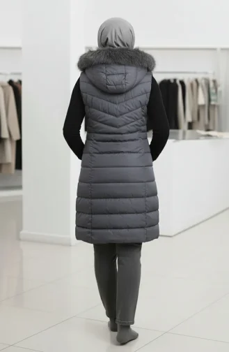 Kapüşonlu Fermuarlı Şişme Yelek 202419-01 Gri