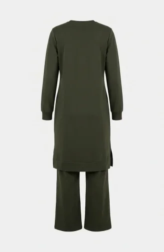 طقم رياضي بفتحة جانبية 3083-20 كاكي داكن 3083-20