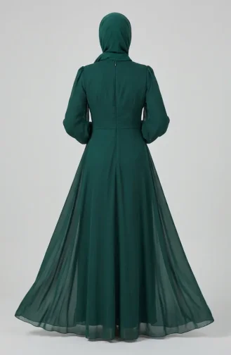 Robe De Soirée Modeste Ceinturée 5702-01 Vert émeraude 5702-01