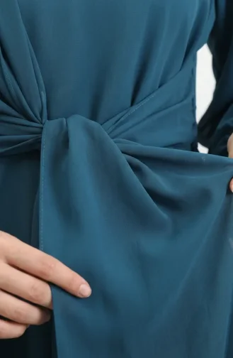 Robe De Soirée Sobre Ceinturée 5702-02 Pétrole 5702-02