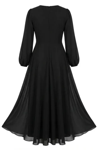 Robe De Soirée Sobre Ceinturée 5702-04 Noire 5702-04