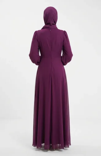 Belted Modest Evening Dress 5702-05 Plum 5702-05