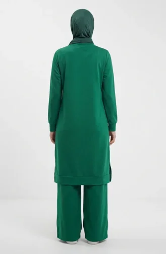 Tracksuit Set With Slit Detail 3083-21 Grass Green 3083-21