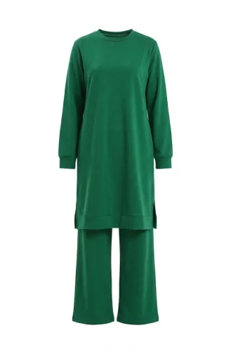 Tracksuit Set With Slit Detail 3083-21 Grass Green 3083-21