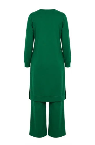 Tracksuit Set With Slit Detail 3083-21 Grass Green 3083-21