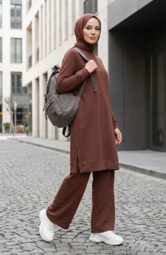 Trainingsanzug-Set Mit Schlitzdetail 3083-24 Braun 3083-24