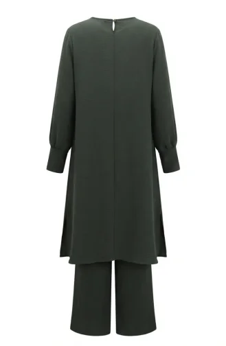 طقم من قطعتين من قماش أيروبين، سترة وبنطال، رقم الموديل 4144-01، لون كاكي 4144-01