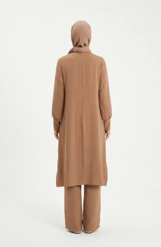 طقم من قطعتين من قماش إيروبين، يتكون من تونيك وبنطال، رقم الموديل 4144-03، لون جملي 4144-03