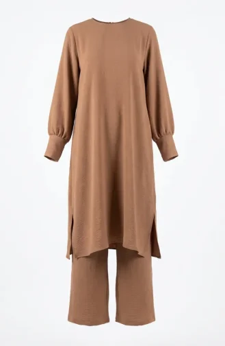 طقم من قطعتين من قماش إيروبين، يتكون من تونيك وبنطال، رقم الموديل 4144-03، لون جملي 4144-03