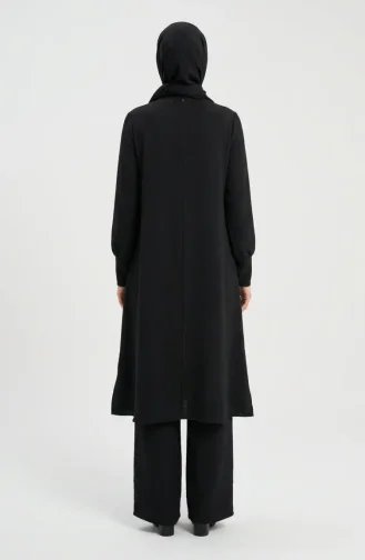 Aerobin Kumaş Tunik Pantolon İkili Takım 4144-04 Siyah