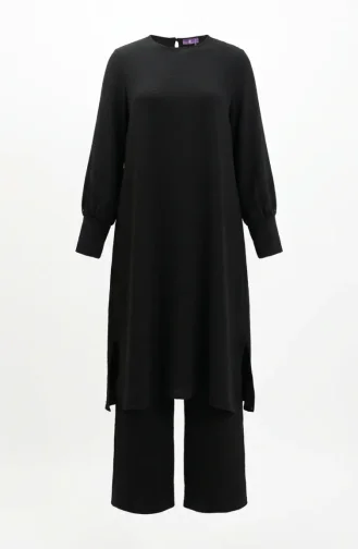 Aerobin Kumaş Tunik Pantolon İkili Takım 4144-04 Siyah