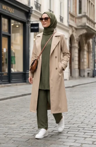 Ensemble Deux Pièces Tunique Et Pantalon En Tissu Aerobin 4144-05 Vert Clair 4144-05