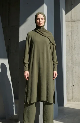 Ensemble Deux Pièces Tunique Et Pantalon En Tissu Aerobin 4144-05 Vert Clair 4144-05