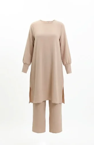 Ensemble Deux Pièces Tunique Et Pantalon En Tissu Aerobin 4144-06 Beige 4144-06