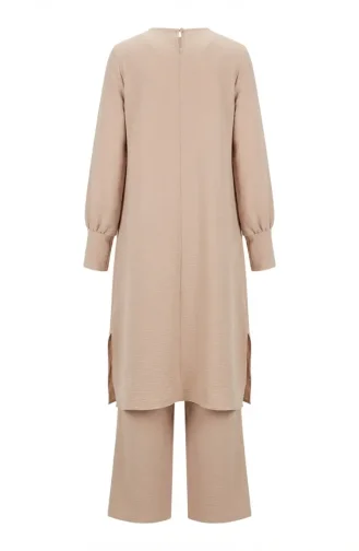 Ensemble Deux Pièces Tunique Et Pantalon En Tissu Aerobin 4144-06 Beige 4144-06