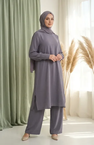 Aerobin Stoff-Tunika Und Hose Zweiteiliges Set 4144-07 Grau 4144-07