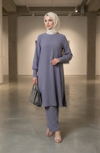 Aerobin Stoff-Tunika Und Hose Zweiteiliges Set 4144-07 Grau 4144-07