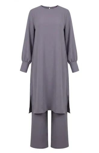 Aerobin Stoff-Tunika Und Hose Zweiteiliges Set 4144-07 Grau 4144-07