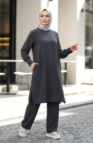 Aerobin Stoff-Tunika Und Hose Zweiteiliges Set 4144-08 Dunkelgrau 4144-08