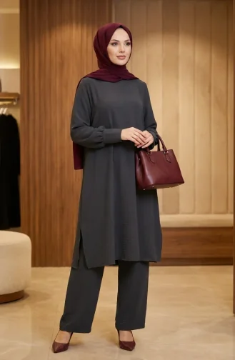 Aerobin Stoff-Tunika Und Hose Zweiteiliges Set 4144-08 Dunkelgrau 4144-08