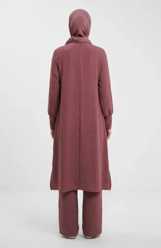 Aerobin Kumaş Tunik Pantolon İkili Takım 4144-09 Gül Kurusu