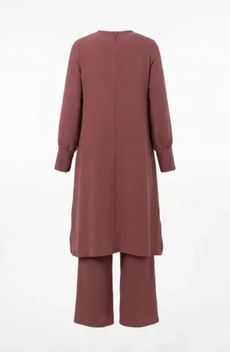 Aerobin Kumaş Tunik Pantolon İkili Takım 4144-09 Gül Kurusu