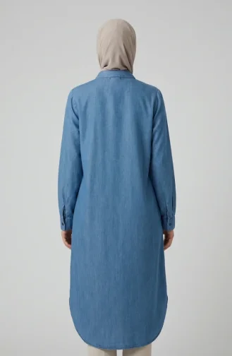 Tunique En Denim Tencel Avec Boutons Cachés 3112-01 Bleu 3112-01