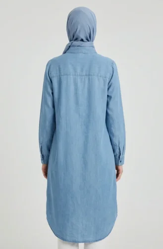 Tunika Aus Tencel-Denim Mit Verdeckten Knöpfen Modell 3112-02 Hellblau 3112-02