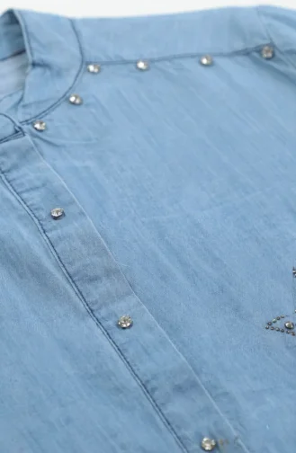 Tunika Aus Tencel-Denim Mit Verdeckten Knöpfen Modell 3112-02 Hellblau 3112-02