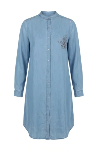 Tunika Aus Tencel-Denim Mit Verdeckten Knöpfen Modell 3112-02 Hellblau 3112-02