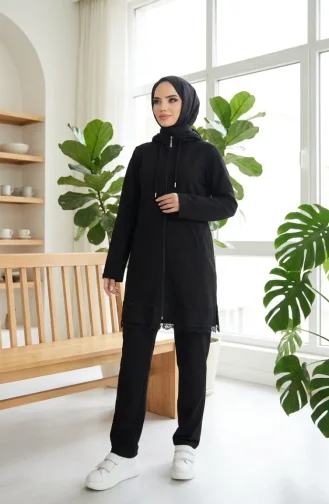 Zweiteiliges Set Mit Spitzendetails 71158-01 Schwarz 71158-01