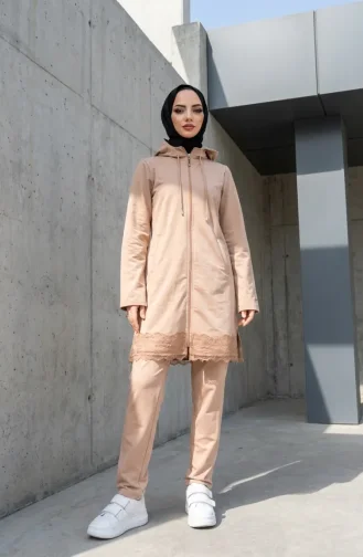 Zweiteiliges Set Mit Spitzendetails 71158-03 Beige 71158-03