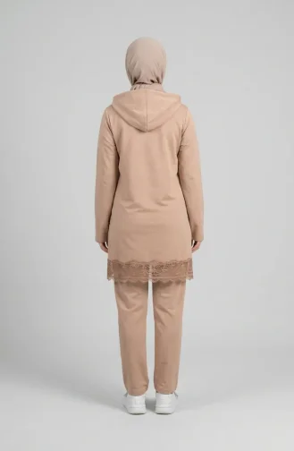 Zweiteiliges Set Mit Spitzendetails 71158-03 Beige 71158-03