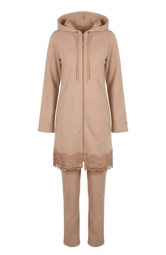 Zweiteiliges Set Mit Spitzendetails 71158-03 Beige 71158-03